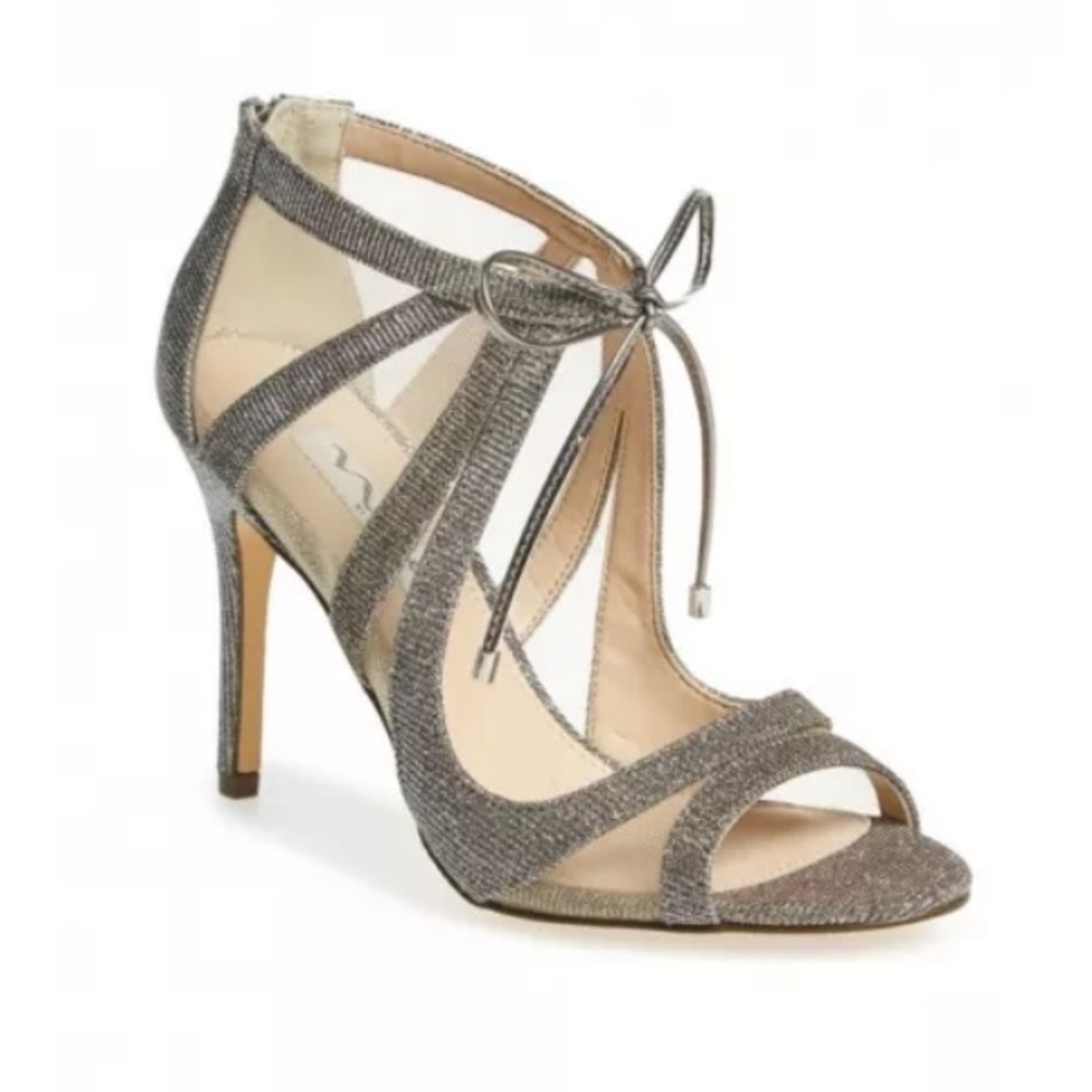 Nina Shoes Cherie Satin Mesh Silver Heel Bootie
